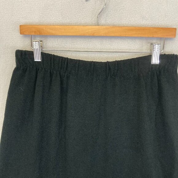 Vintage San Remo LauraKnits Knit Skirt Size Large L Black Knee Length Elastic - Picture 5 of 8